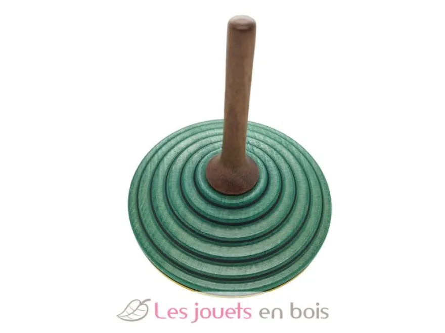 Toupie en bois Tukan vert foncé jaune 75 mm - Mader