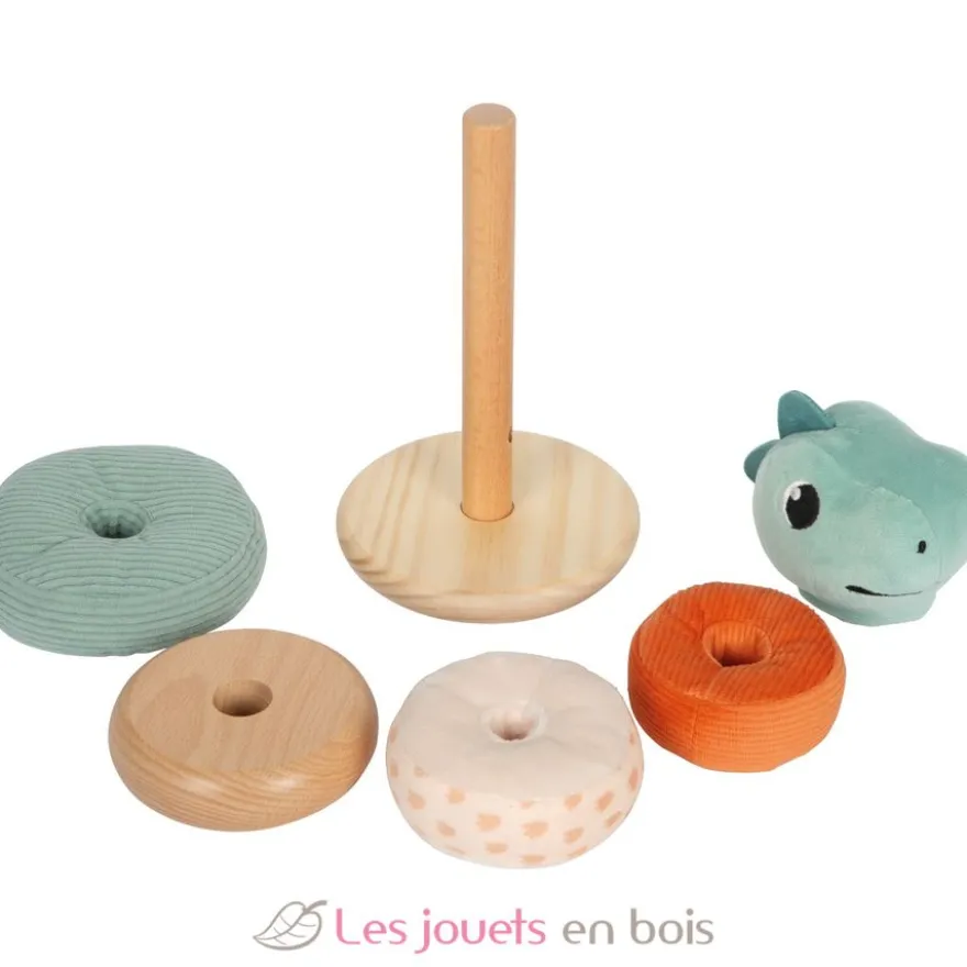 Tour à empiler Dino en bois et tissu - Small Foot Compagny