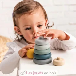Tour à empiler en silicone bleu - Nattou