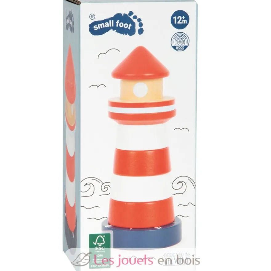 Tour à empiler Phare Grand Océan rouge - Small Foot Compagny