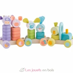 Train empilable formes et nombres en bois - Sevi