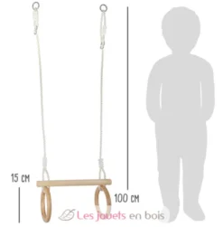 Trapèze avec anneaux de gymnastique en bois - Small Foot company