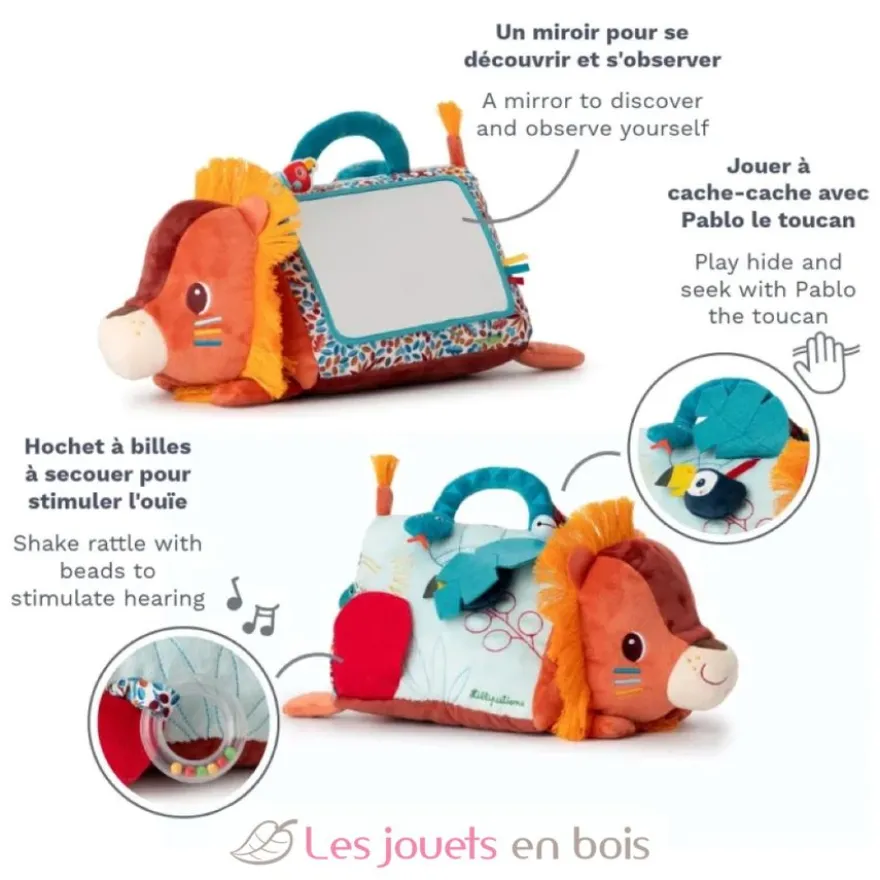 Triangle d'activités en tissu avec miroir Jack le lion - Lilliputiens