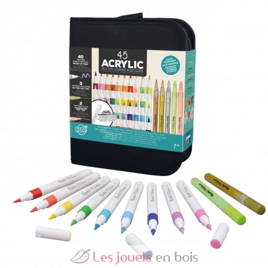 Trousse 45 feutres acryliques - 7 ans et plus - Buki