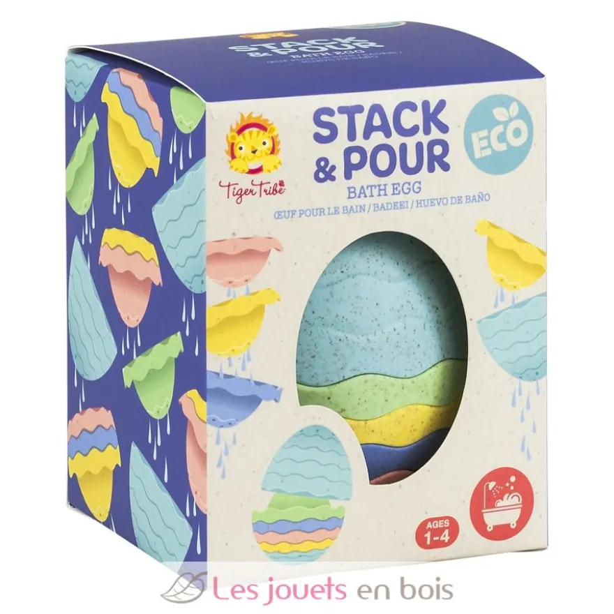 Œuf empilable pour le bain en bioplastique - Tiger Tribe