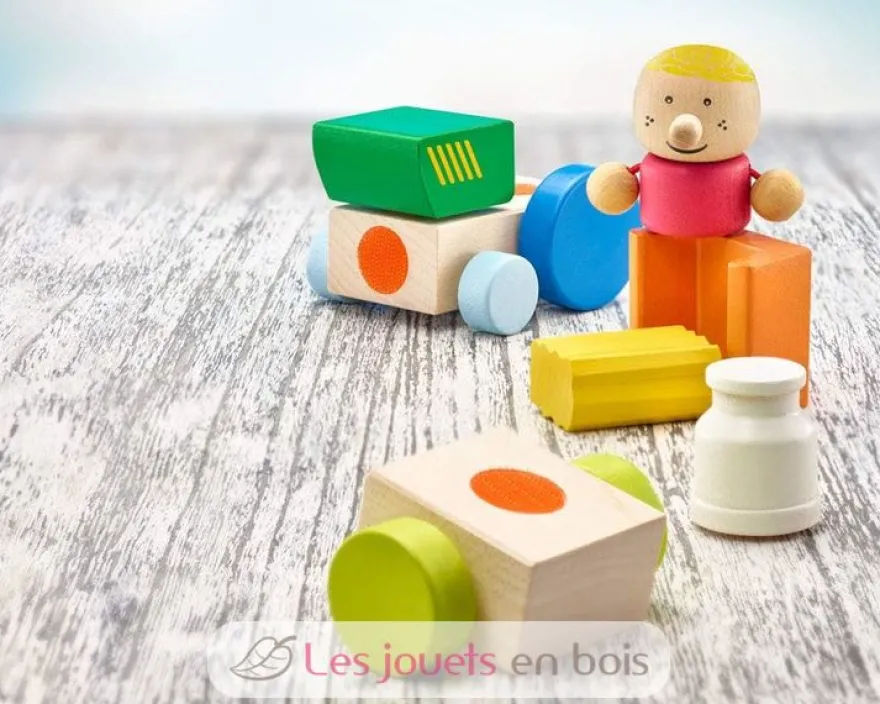 Véhicule de la ferme en bois, velcro 7 pcs - Selecta