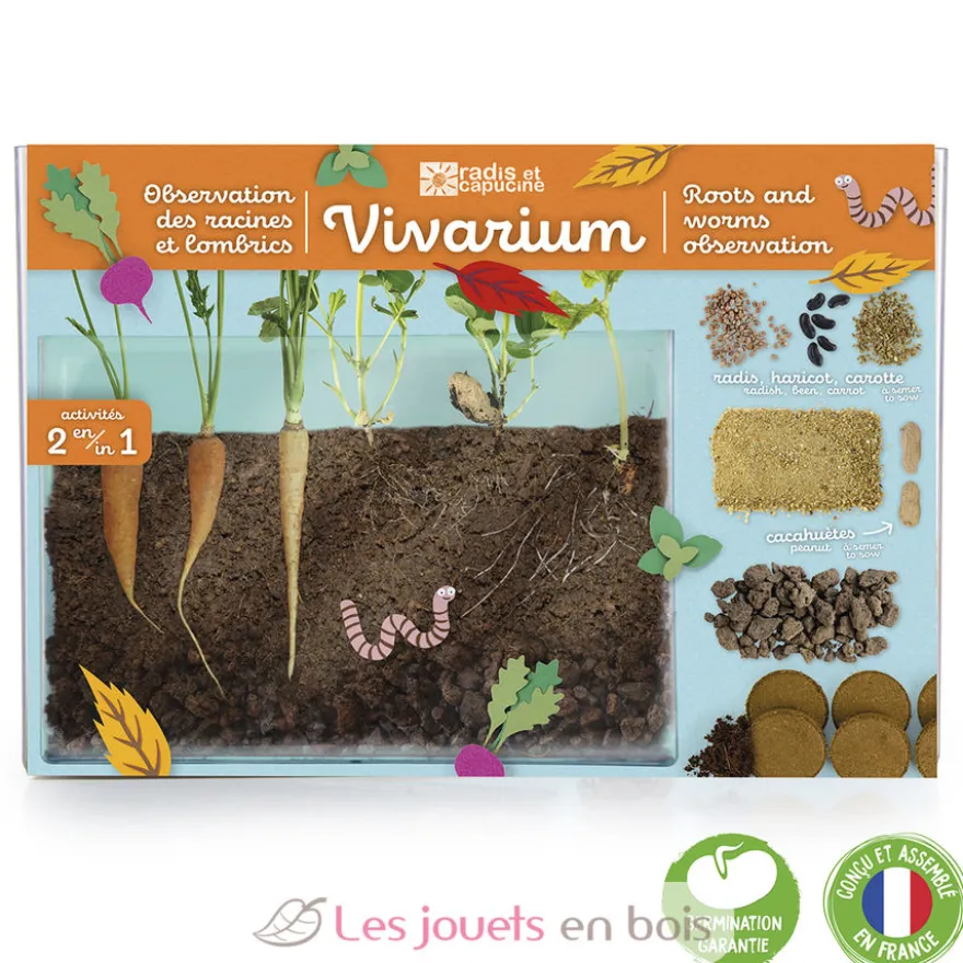 Vivarium Observation racines et vers de terre - Radis et Capucine