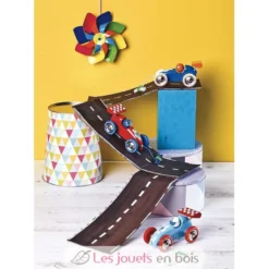 Voiture de course bleue et orange - Vilac