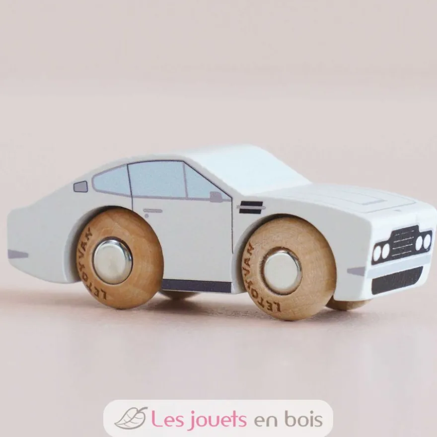 Voiture en bois Aaron No 6 blanche - Le Toy Van