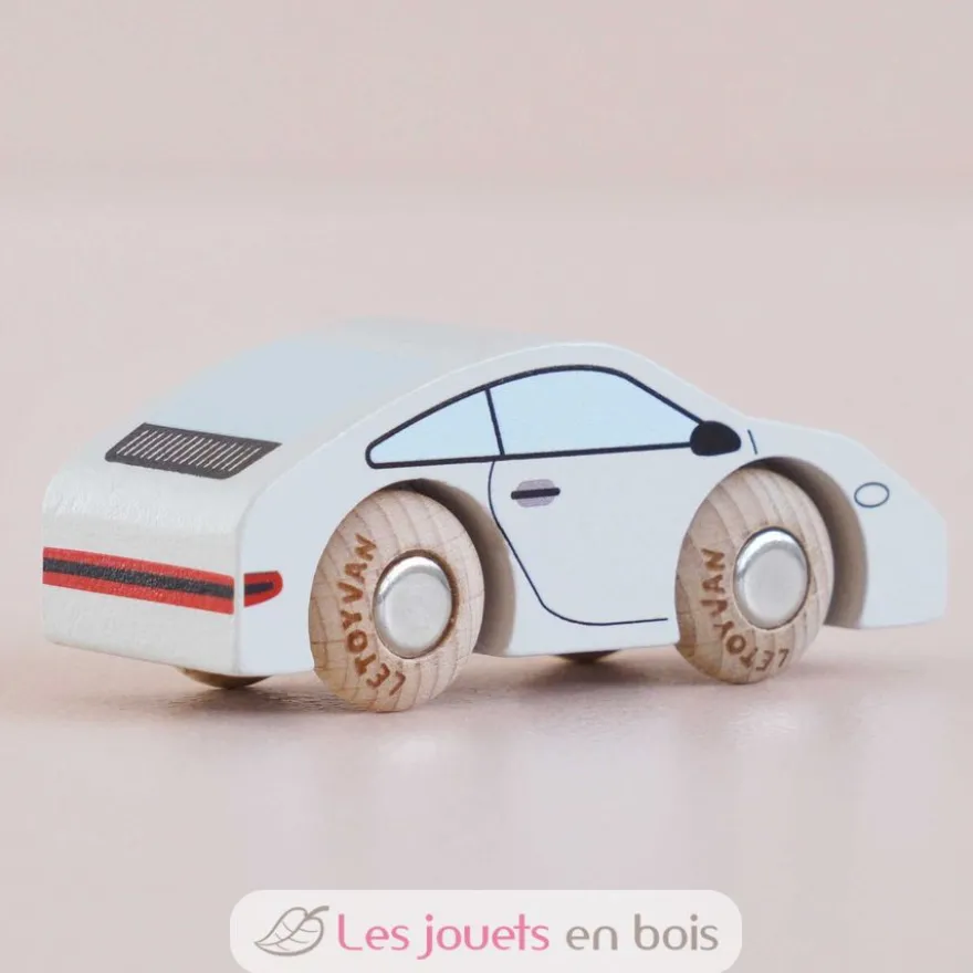 Voiture en bois Poppy No 16 blanche - Le Toy Van