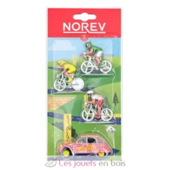 Voiture miniature Citroën 2CV 1:54 et 3 figurines cyclistes - Norev