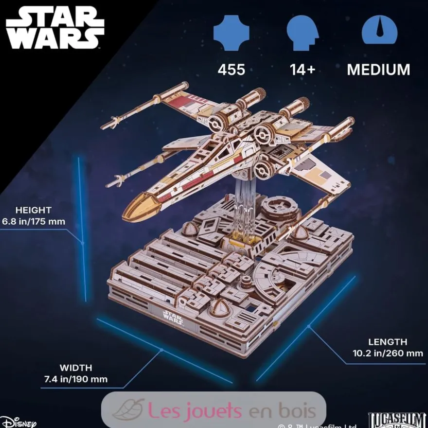 X-Wing de Luke Skywalker - Puzzle 3D mécanique en bois - Ugears